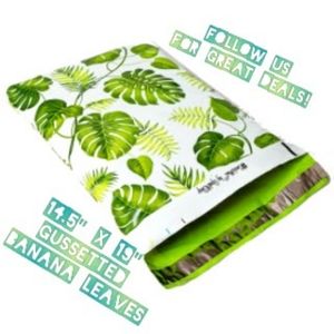 50 Banana Leaves Gussetted Poly Mailers 14.5x19x4